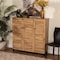 Baxton Studio Coolidge ModernOak Brown Finished Wood 3-Door Shoe Storage Cabinet with Drawer 196-11928-ZORO - alternate 1